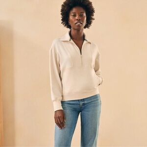 Faherty Legend half zip cream sweatshirt size XS